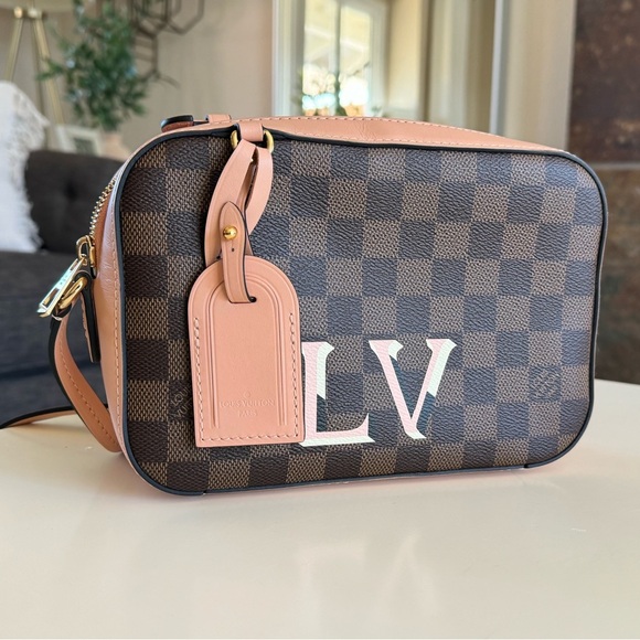 Louis Vuitton Brown Damier Ebene Canvas and Pink Leather Santa Monica Camera Bag - Picture 4 of 16